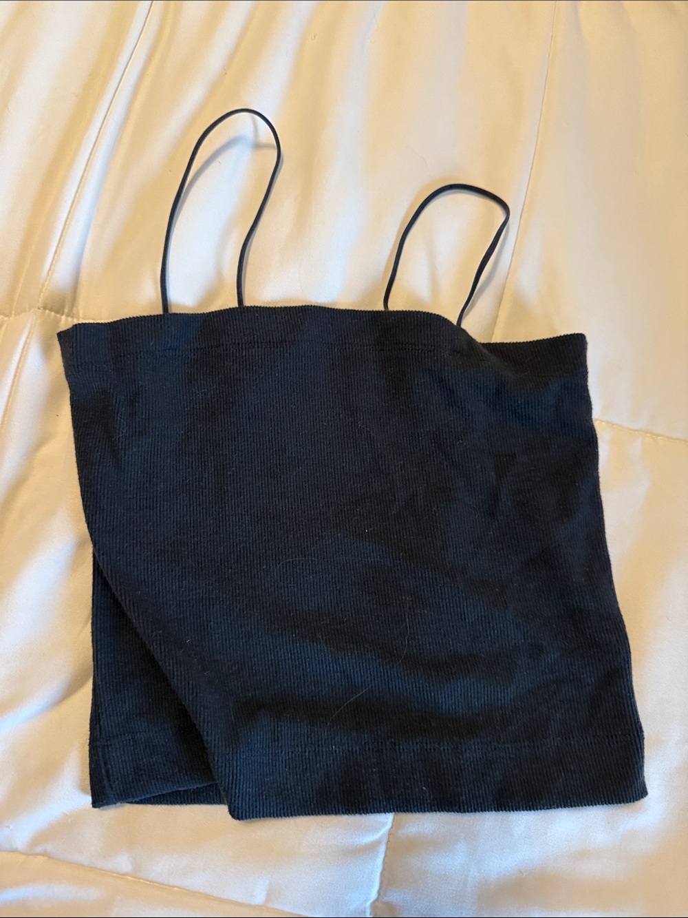 American eagle Black Ribbed Spaghetti Strap Crop Top small